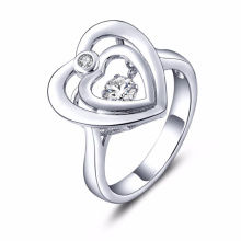 Double Heart Dancing Diamond Jewelry 925 Silver Rings